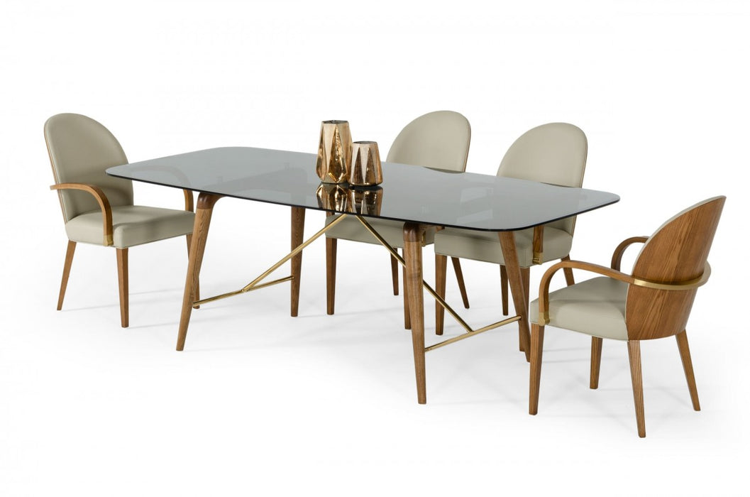 VIG Furniture - Modrest Kipling Modern Smoked Glass & Walnut Large Dining Table - VGCSDT-16111-LRG-WAL-DT