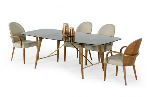 VIG Furniture - Modrest Kipling Modern Smoked Glass & Walnut Large Dining Table - VGCSDT-16111-LRG-WAL-DT - GreatFurnitureDeal