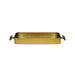 Worlds Away - Klein Small Rounded Edge Tray In Antique Brass With Horn Handles And Inset Mirror - KLEIN BR