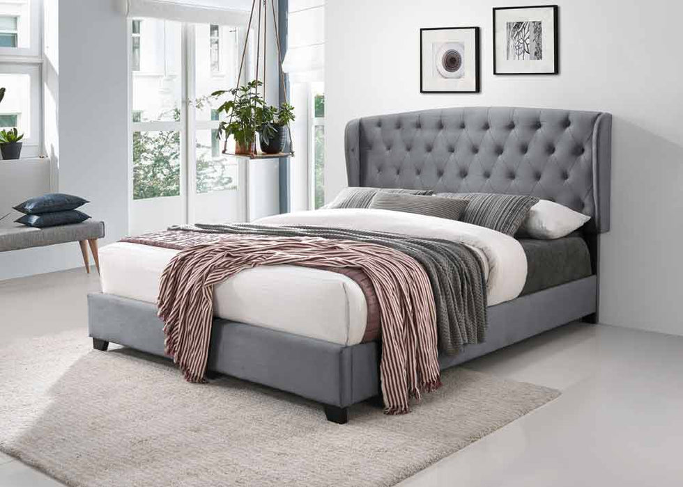 Myco Furniture - Kimberly Tufted Wingback Queen Bed in Gray - KM8001-Q-GY - GreatFurnitureDeal