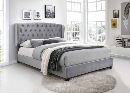 Myco Furniture - Kimberly Tufted Wingback Queen Bed in Silver - KM8001-Q-SV - GreatFurnitureDeal