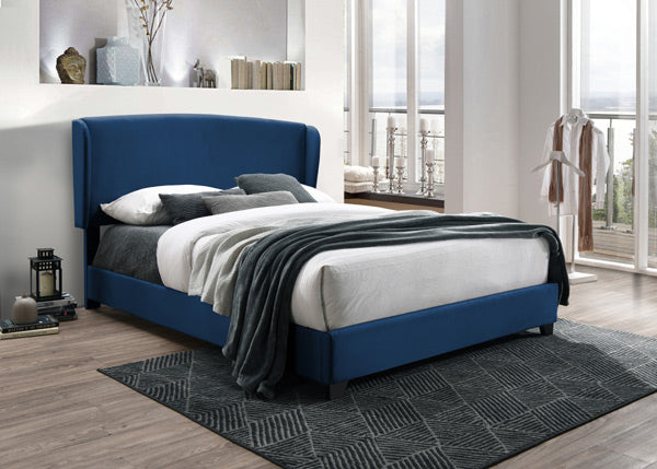 Myco Furniture - Kimberly Wingback King Bed in Blue - KM8002-K-BL - GreatFurnitureDeal