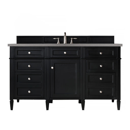 James Martin Furniture - Brittany 60" Single Vanity, Black Onyx, w- 3 CM Grey Expo Quartz Top - 650-V60S-BKO-3GEX - GreatFurnitureDeal