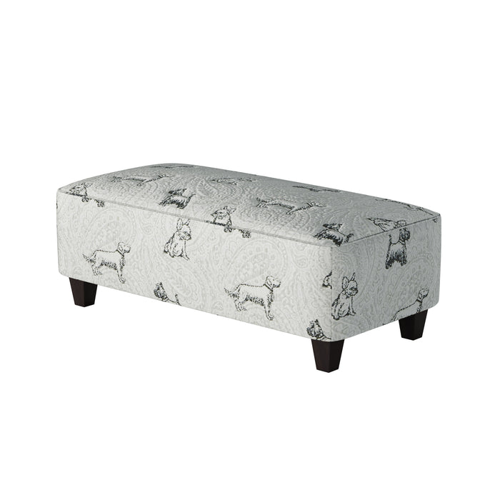 Southern Home Furnishings - Biscuit Iron Cocktail Ottoman in Cream and Grey - 100-C Biscuit Iron 49" Wide