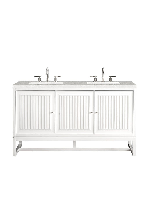 James Martin Furniture - Athens 60" Double Vanity Cabinet, Glossy White, w- 3 CM Eternal Serena Top - E645-V60D-GW-3ESR - GreatFurnitureDeal