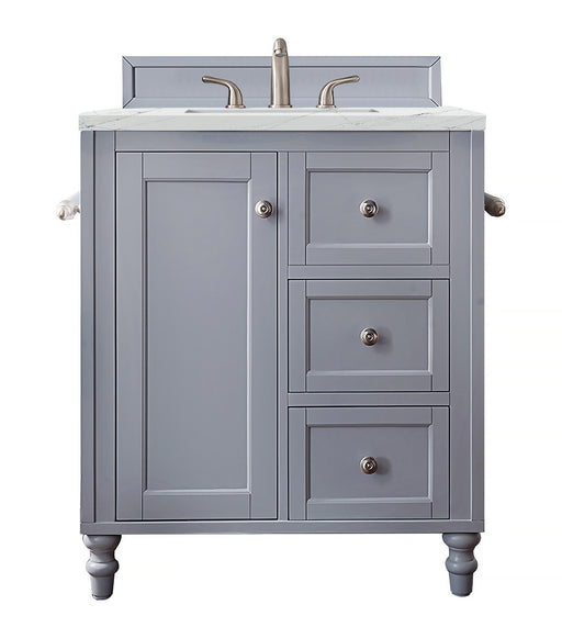 James Martin Furniture - Copper Cove Encore 30" Single Vanity, Silver Gray, w/ 3 CM Ethereal Noctis Quartz Top - 301-V30-SL-3ENC - GreatFurnitureDeal