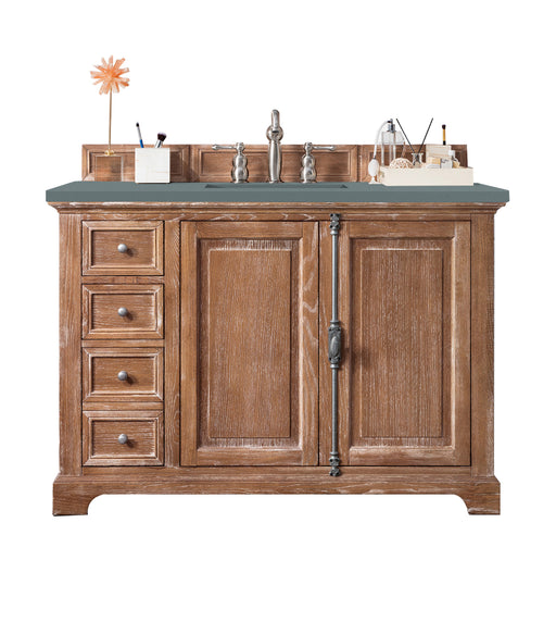 James Martin Furniture - Providence 48" Single Vanity Cabinet, Driftwood, w/ 3 CM Cala Blue Quartz Top - 238-105-5211-3CBL - GreatFurnitureDeal