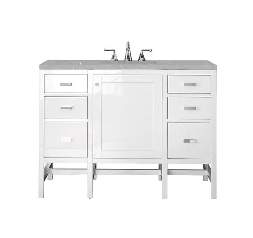 James Martin Furniture - Addison 48" Single Vanity Cabinet, Glossy White, w- 3 CM Eternal Serena Top - E444-V48-GW-3ESR - GreatFurnitureDeal