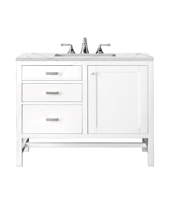 James Martin Furniture - Addison 36" Single Vanity Cabinet, Glossy White, w/ 3 CM Ethereal Noctis Top - E444-V36-GW-3ENC