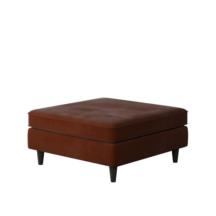 Southern Home Furnishings - Bella Burnt Orange 38" Square Cocktail Ottoman - 170-C Bella Burnt Orange-MTO - GreatFurnitureDeal