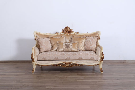 European Furniture - Veronica Luxury Loveseat in Antique Beige and Antique Dark Gold leaf - 47075-L