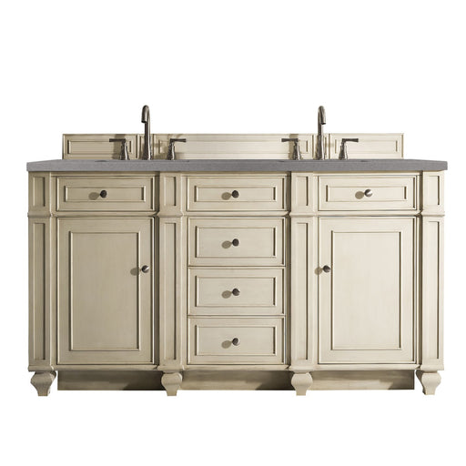 James Martin Furniture - Bristol 60" Double Vanity, Vintage Vanilla, w- 3 CM Grey Expo Quartz Top - 157-V60D-VV-3GEX - GreatFurnitureDeal