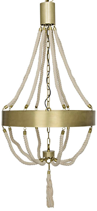 NOIR Furniture - Alec Chandelier, Antique Brass, Metal and Rope - LAMP384MB - GreatFurnitureDeal