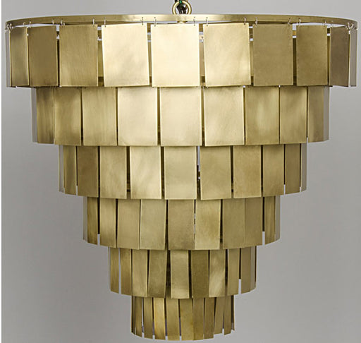 NOIR Furniture - Shield Chandelier, Antique Brass Finish - LAMP610MB - GreatFurnitureDeal