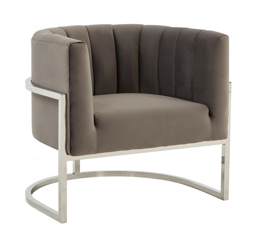 VIG Furniture - Modrest Landau - Modern Grey Velvet & Stainless Steel Accent Chair - VGRHAC-406-GRAY - GreatFurnitureDeal