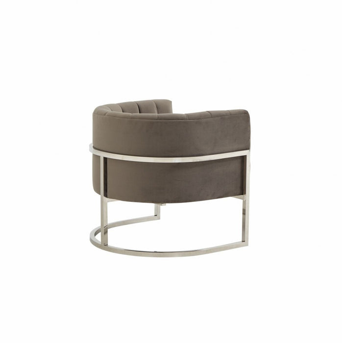 VIG Furniture - Modrest Landau - Modern Grey Velvet & Stainless Steel Accent Chair - VGRHAC-406-GRAY