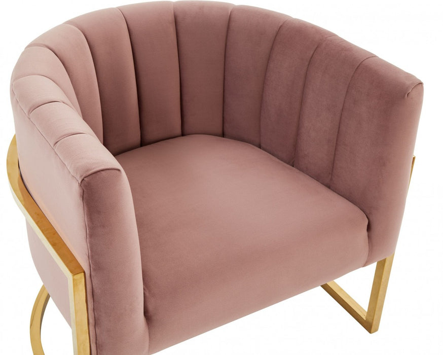 VIG Furniture - Modrest Landau - Modern Pink Velvet & Gold Stainless Steel Accent Chair - VGRHAC-406-PINK
