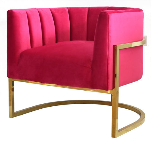 VIG Furniture - Modrest Landau Pink Velvet Gold Accent Chair - VGRHAC406-PNK-CH - GreatFurnitureDeal