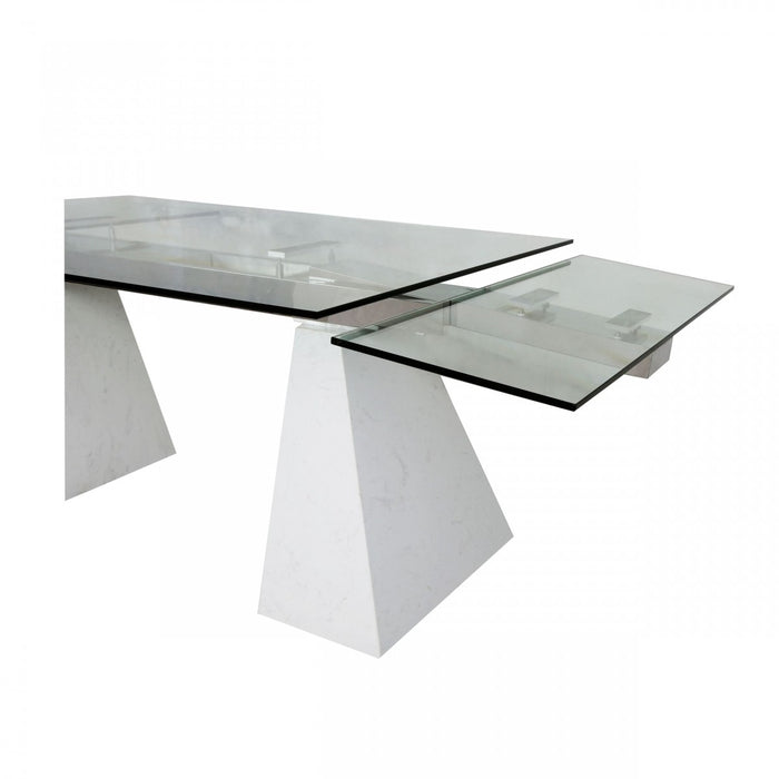 VIG Furniture - Modrest Latrobe Modern Extendable Quartz Stone & Glass Dining Table - VGYFDT8765-5-DT-WHT - GreatFurnitureDeal