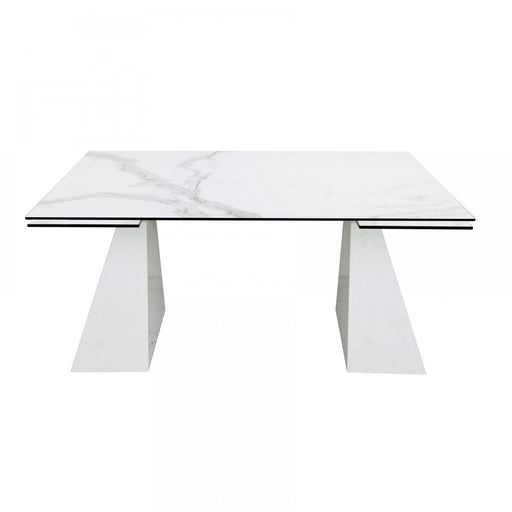 VIG Furniture - Modrest Latrobe Modern White Ceramic Quartz 118" Extendable Dining Table - VGYFDT8765-5C-WHT-DT - GreatFurnitureDeal