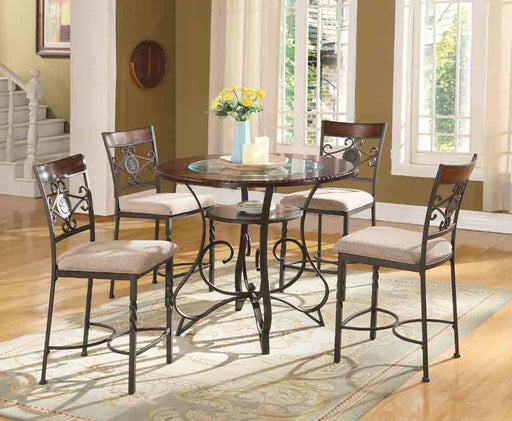 Myco Furniture - Linden 5 Piece Counter Height Table  Set in Coffee - LD300-PT-5SET - GreatFurnitureDeal