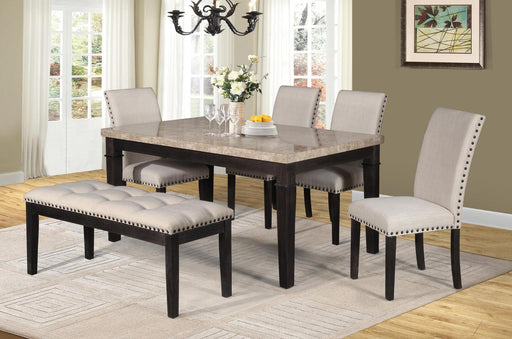 Myco Furniture - Leah 6 Piece Dining Table Set in Beige - LE565T-6SET - GreatFurnitureDeal