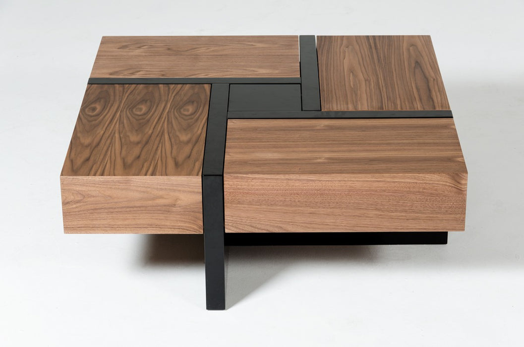 VIG Furniture - Modrest Makai Modern Walnut & Black Square Coffee Table - VGBBLE624E