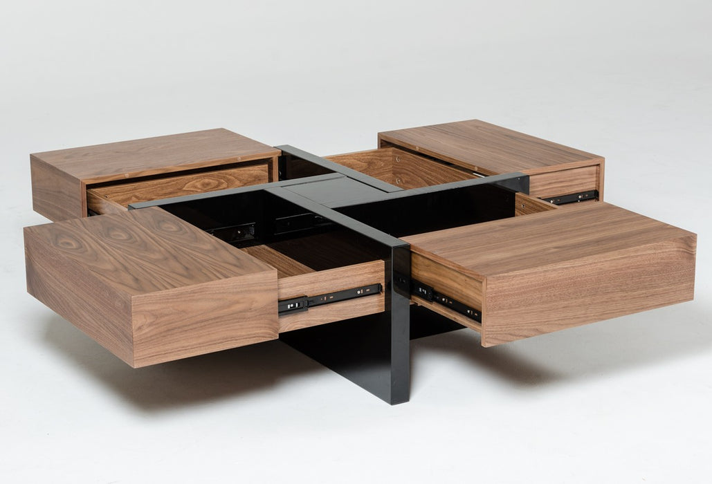 VIG Furniture - Modrest Makai Modern Walnut & Black Square Coffee Table - VGBBLE624E