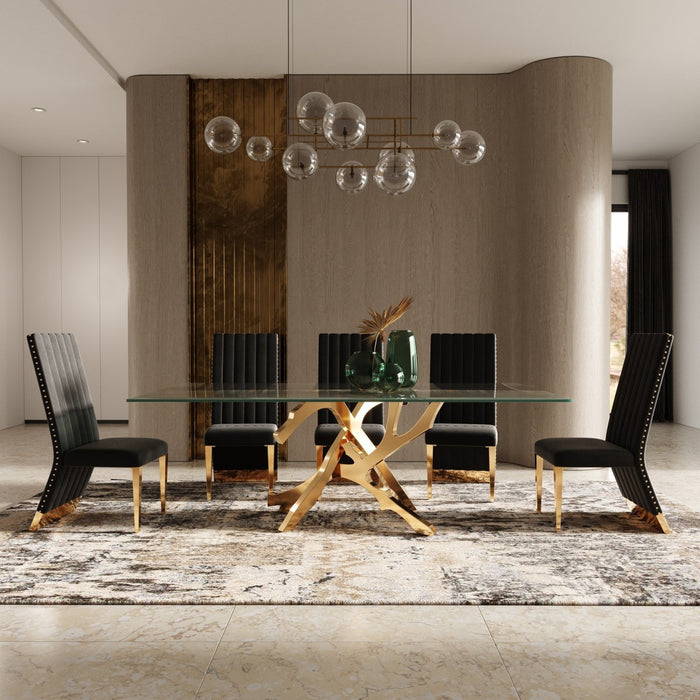 VIG Furniture - Modrest Legend - Modern Black Glass & Rosegold Dining Table - VGVCT8222-G22-BLK