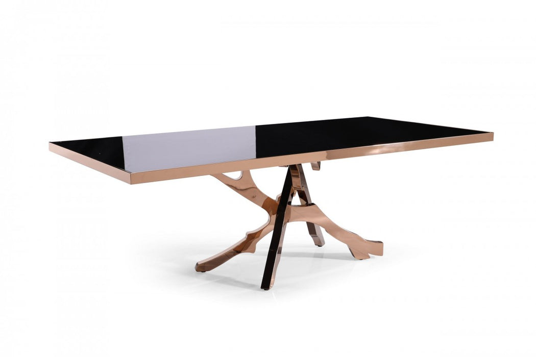 VIG Furniture - Modrest Legend - Modern Black Glass & Rosegold Dining Table - VGVCT8222-G22-BLK
