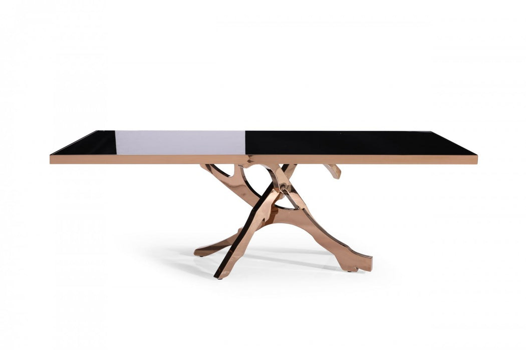 VIG Furniture - Modrest Legend - Modern Black Glass & Rosegold Dining Table - VGVCT8222-G22-BLK - GreatFurnitureDeal