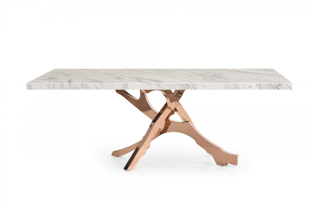 VIG Furniture - Modrest Legend - Modern White Marble & Rosegold Dining Table - VGVCT8222-M20-WHT-DT - GreatFurnitureDeal