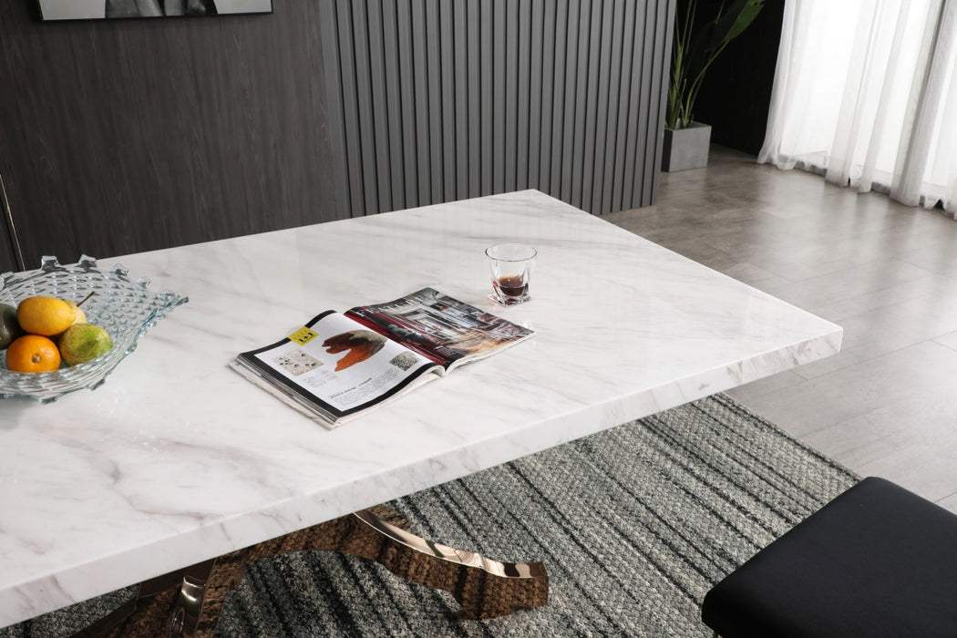 VIG Furniture - Modrest Legend - Modern White Marble & Rosegold Dining Table - VGVCT8222-M20-WHT-DT