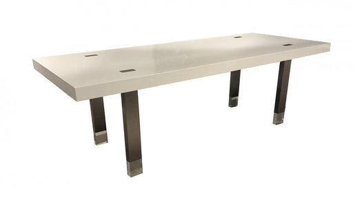 VIG Furniture - Modrest Lenny- Modern White High Gloss & Stainless Steel Gun Metal Dining Table - VGGMDT-1393B-WHT-DT - GreatFurnitureDeal