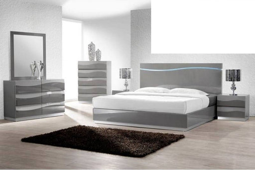 Mariano Furniture - Leon Grey Lacquer 6 Piece Eastern King Bedroom Set - BMLEON-EK-6SET - GreatFurnitureDeal