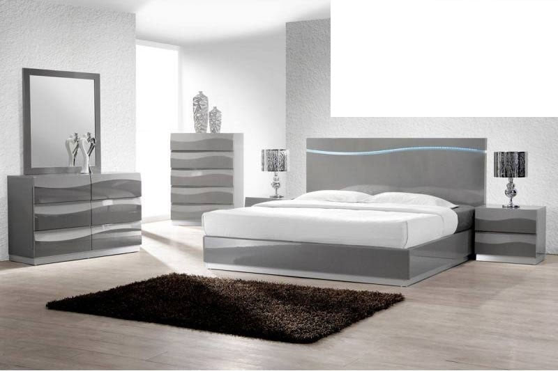 Mariano Furniture - Leon Grey Lacquer 3 Piece Queen Bedroom Set - BMLEON-Q-3SET