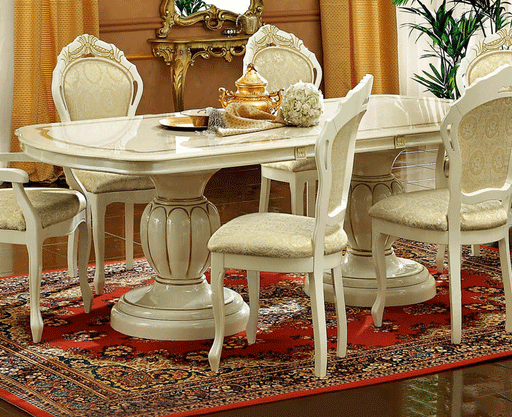 ESF Furniture - Leonardo 18" Extension Dining Table in Ivory - LEONARDOTABLE