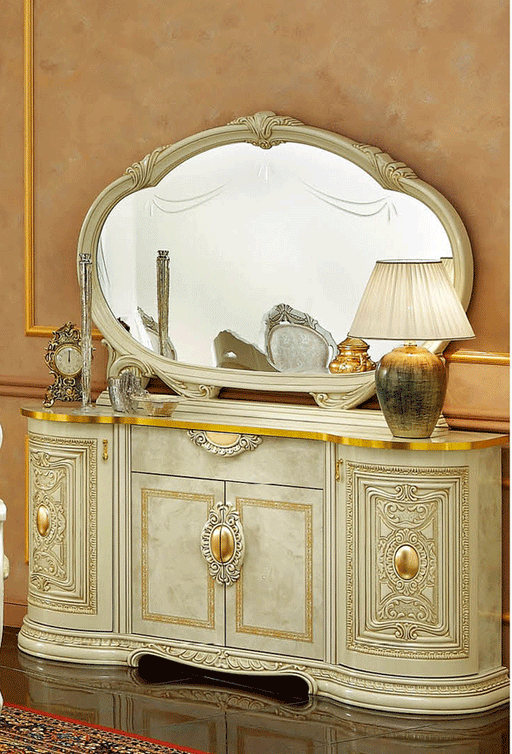 ESF Furniture - Leonardo 4-Door Buffet with Big Mirror in Ivory - LEONARDOBUFFET-M - GreatFurnitureDeal