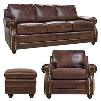 Mariano Italian Leather Furniture - Levi Sofa, Chair and Ottoman - Levi-SCO - GreatFurnitureDeal