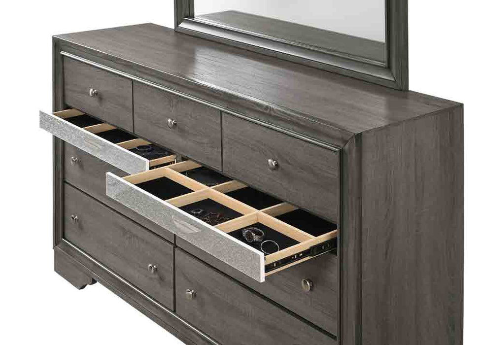 Myco Furniture - Logan Dresser with Mirror in Gray - LG402-DR-M