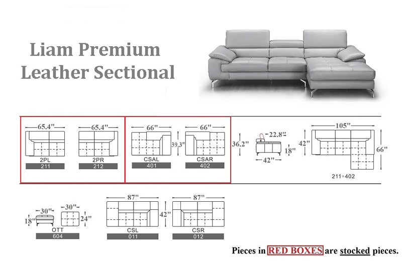 J&M Furniture - Liam Premium Leather Sectional - 18273