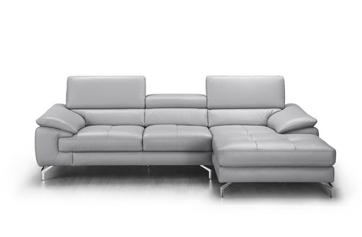 J&M Furniture - Liam Premium Leather Sectional in Right Hand Facing Chaise in Light Grey - 18273-RHFC - GreatFurnitureDeal