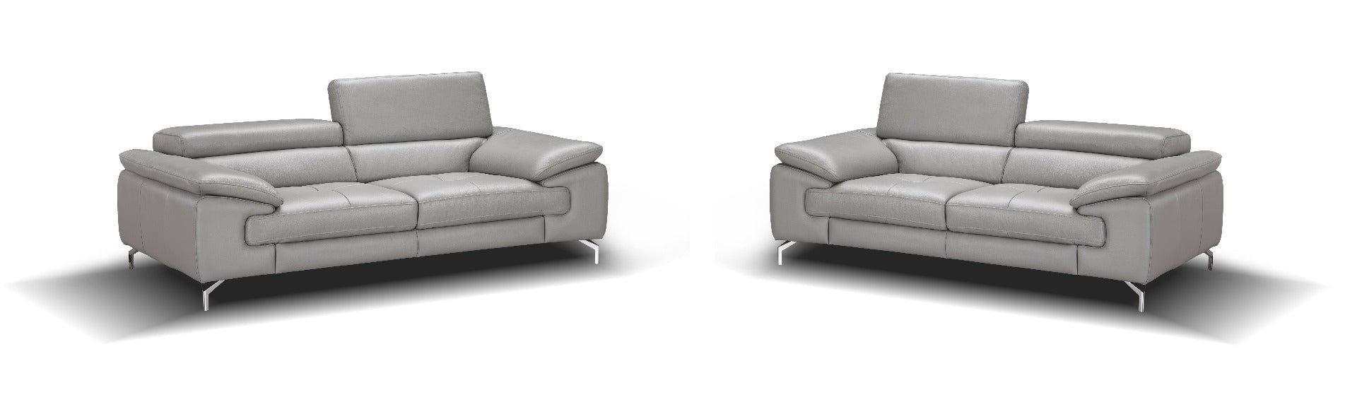 J&M Furniture - Liam Premium Leather Sofa Set in Grey - 18758-2SET - GreatFurnitureDeal