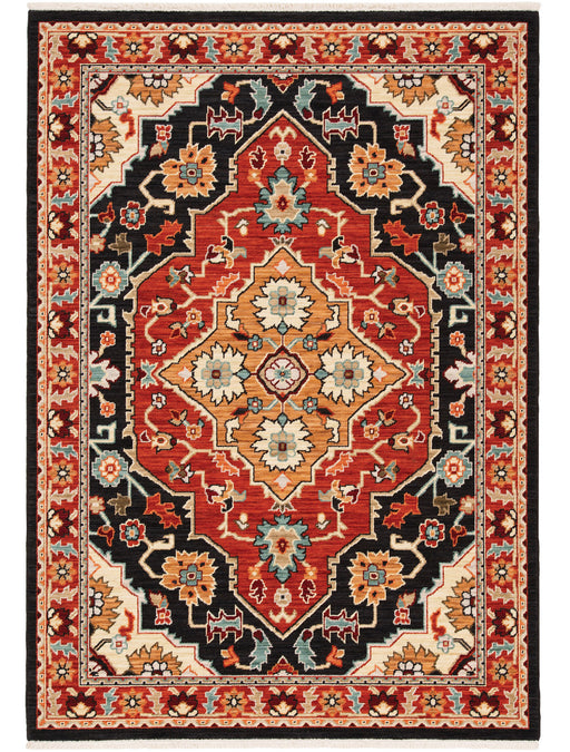 Oriental Weavers - Lilihan Black/ Red Area Rug - 4929A - GreatFurnitureDeal