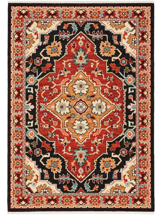 Oriental Weavers - Lilihan Black/ Red Area Rug - 4929A - GreatFurnitureDeal