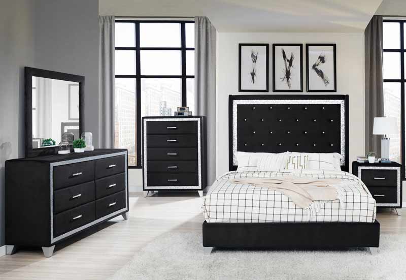 Myco Furniture - Larkin 3 Piece Queen Bedroom Set in Black - LK401-Q-3SET - GreatFurnitureDeal