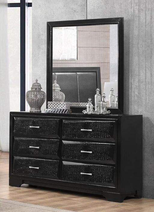 Myco Furniture - Lila Dresser with Mirror in Black - LL365-DR-M - GreatFurnitureDeal