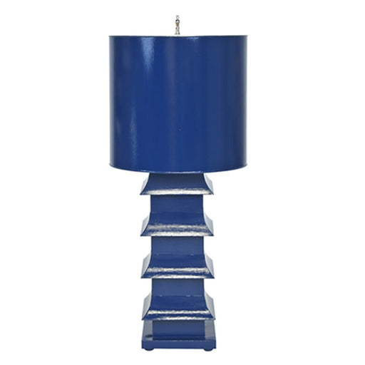 Worlds Away - Pagoda Lamp Large With Metal Shade Navy - LMPHL-NV - GreatFurnitureDeal