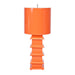 Worlds Away - Orange Painted Large Tole Pagoda Lamp W. 13" Dia Painted Tole Shade - LMPHL-OR - GreatFurnitureDeal