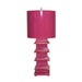 Worlds Away - Hot Pink Painted Large Tole Pagoda Lamp W. 13" Dia Painted Tole Shade - LMPHL-PI